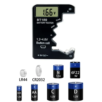 BT-189 AA /AAA / C / D /9 /1,5 Тестер Капацитет на Батерията Тестер за Батерии BT189 LCD дисплей Универсален Тестер за Проверка на Батерията