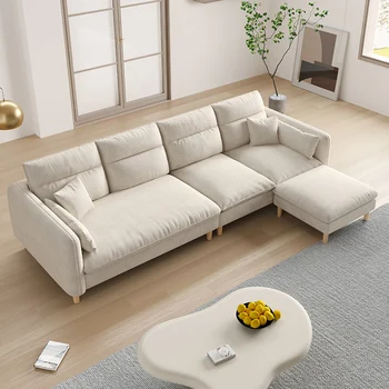 Модерен Кожен диван за хол Със Спално място в Скандинавски стил, Масажна Кушетка-легло, Дървена диван за хола, Етаж диван, Луксозно обзавеждане Angolare