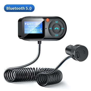 Bluetooth 5,0 предавател FM Модулатор 3.5 мм AUX Аудиоприемник LED Дисплей, USB, Хендсфри Комплект за Кола Подкрепа TF карта MP3 Плейър