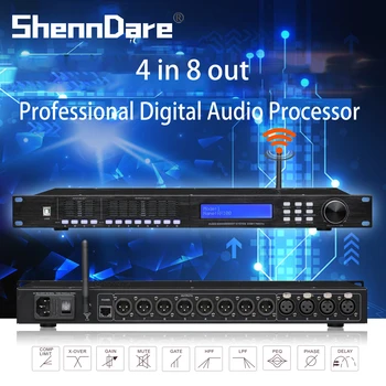 ShennDare ai408 4 входа и 8 Изхода 32-битов цифров аудиопроцессор DSP Професионална система за управление на високоговорителя Аудиопроцессор