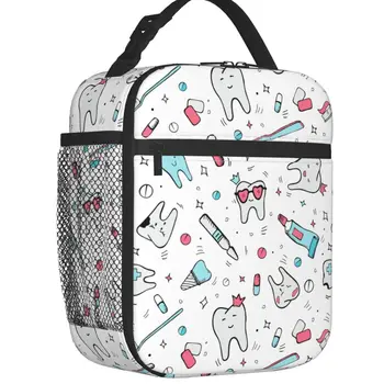 Стоматологичен чанта с анимационни модел, изолирано чанта за обяд за жени, четка за Зъби, Преносим охладител, Термална кутия за Bento, Училищни