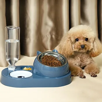 Защитете стъклен корен от диспенсера за хранителни продукти; Двоен автоматичен купа от неръждаема стомана, купа за вода за кучета; купа за котки; Аксесоари за чаши