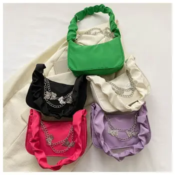 Y2k Корея 2023, Нова тенденция, однотонная чанта под мишниците, веригата-пеперуда, Женствена чанта през рамо, Модерен Дизайн на марката, Универсална чанта-месинджър