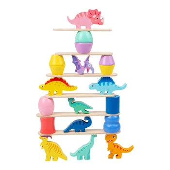 D7WF Дървени штабелируемые цветни играчки градивни елементи за деца на 1, 2, 3 години