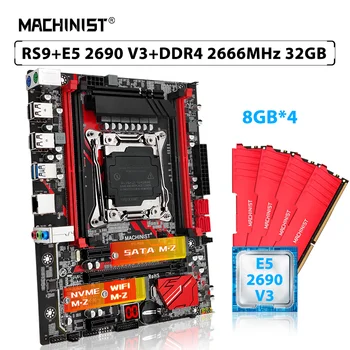 MACHINIST X99 Комплект дънната платка LGA 2011-3 Комплект процесора Xeon E5 2690 V3 Процесор, 32 GB = 4 бр. * 8 GB 2666 Mhz DDR4 Оперативна памет USB 3.0 SSD RS 9