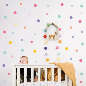 Стикери за стена в Бохемски многоцветен грах, Подвижни самозалепващи стикери за стена за деца, Стикери за дома в спалнята, хола