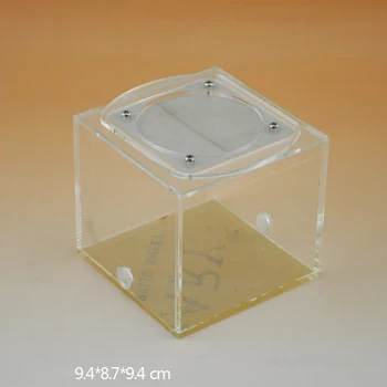 Кутия за хранене С акрилно покритие, Кутия за хранене мравки, Кутия за паяци, Зоната на активност на насекоми, Зона за боклук, 9,4x8,7x9,4 см