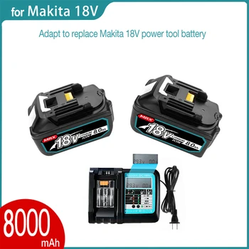 18 от 8000 ма За Makita BL1860 BL1850B BL1850 BL1840 BL1830 BL1820 BL1815 LXT-400 Замяна на литиево-йонна Батерия Със зарядно устройство led