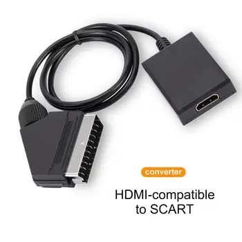 Конвертор, съвместими с HDMI, в SCART Преносим Щепсела и да играе Кабел-адаптер с Висока Резолюция, който е съвместим с HDMI, в SCART за компютър, DVD
