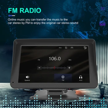 7-Инчов автомобилното радио HD 1024P Безжичен Carplay Android Auto, Преносима автомобилна стерео уредба, Bluetooth-съвместими Вграден високоговорител и FM предавател