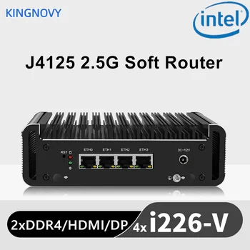 Celeron J4125 2,5 G Рутер 4x Intel i226-V 2500 M LAN 2xDDR4 HDMI1.4 DP1.2 OPNsense защитна Стена Устройство Безвентиляторный Мини-КОМПЮТЪР на VPN сървър
