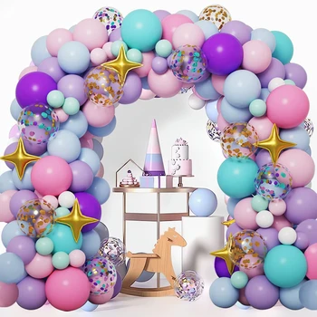 Цветни преливащи се цветове балони, комплект за гирлянди и арки, декорация за рожден Ден на Еднорога, Детски душ, Латексови балони за момичета, аксесоари за парти