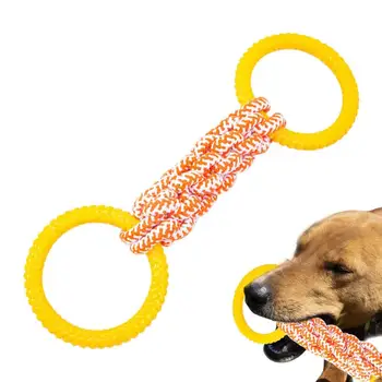 Играчки за никнене на млечни зъби за кученца Играчки за никнене на млечни зъби за кученца, формующие кост с двоен възел, Интерактивни От скука и помагат за освежаване на дъх на кучето и