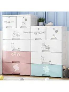 Дебели cartoony шкаф за съхранение на детски играчки кутия за сортиране на пластмасови чекмеджета шкафче за дрехи