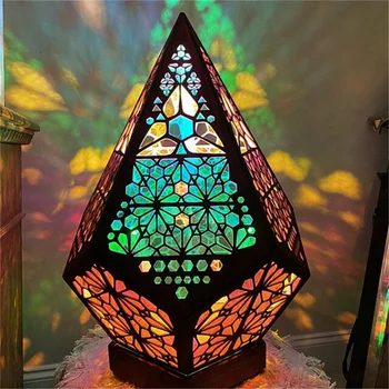 2 елемента Полярна Звезда Дървена лампа led цветни диамантени тела за дома, бохемски сватбен декор
