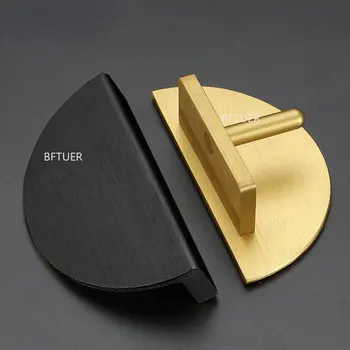 Чекмеджето на шкафа-От златисто-черна старинна дръжка, малка странична масичка, Полукръгли Мебели с дръжка от масивна алуминиева сплав в ретро стил