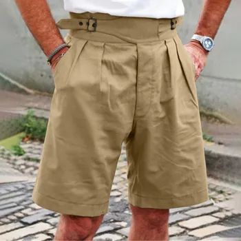 Мъжки обикновена къси Панталони с колан и джоб с цип Пролет Лято Ежедневни Панталони Шорти Y Fit