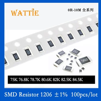 SMD резистор 1206 1% 75K 76,8 K 78,7 K 80,6 K 82 K 82,5 K 84,5 K 100 бр./лот микросхемные резистори 1/4 W 3,2 мм * 1,6 мм