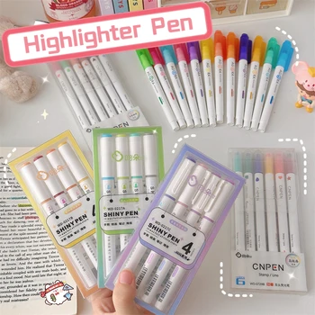 Комплект от 6 цветни сладки маркер химикалки за ученици, училищен офис, художествена картина, канцеларски материали, кавайные мини-флуоресцентни дръжки-хайлайтеры