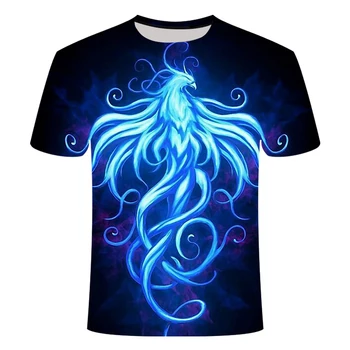 Мъжка тениска с изображение Дымчатой птици 2022Vintage, Модни готина и стилна графика тениска с интересен 3D принтом, ризи с къс ръкав, Облекло