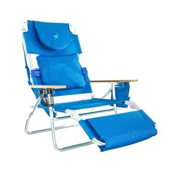 Луксозно плажна легнало стол от щраус 3 в 1, синя стол за почивка
