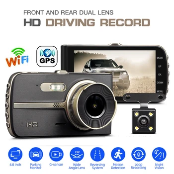 Автомобилен Видеорекордер Dash Cam WiFi 4.0 Full HD 1080P Камера за задно виждане, видео Рекордер Авто Dvr един dashcam Черна кутия, с GPS Проследяване на Автомобили Аксесоари